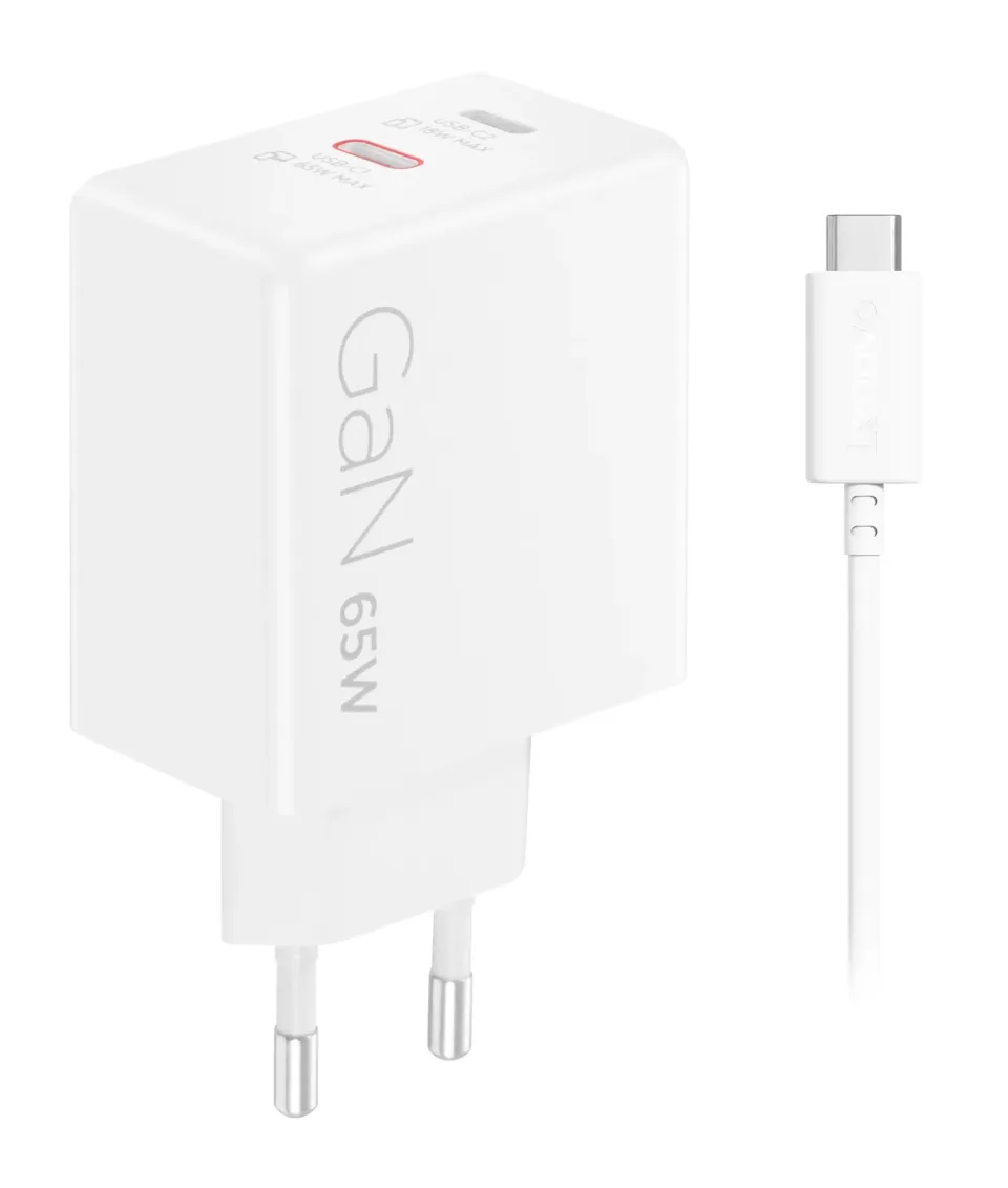 Lenovo Dual USB-C 65W GaN Charger - duální nabíječka 2x USB-C, 45W + 18W, bílá