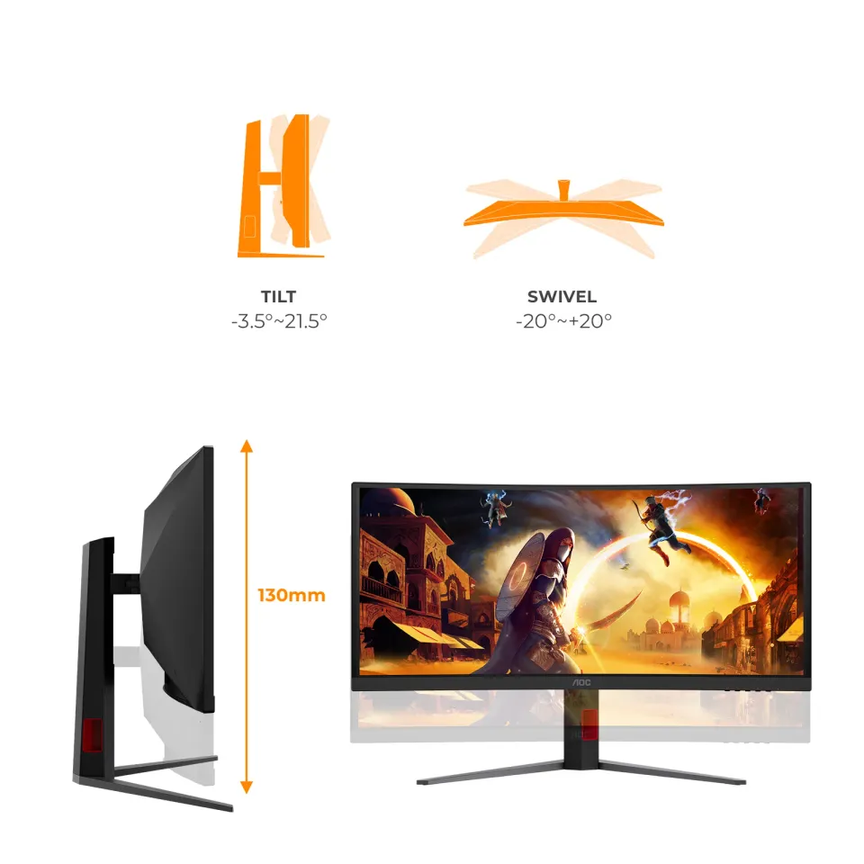 AOC LCD herní CU34G4ZCA 34" zakřivený VA/3440x1440@250Hz/0,3ms/450cd/2xHDMI/DP/2