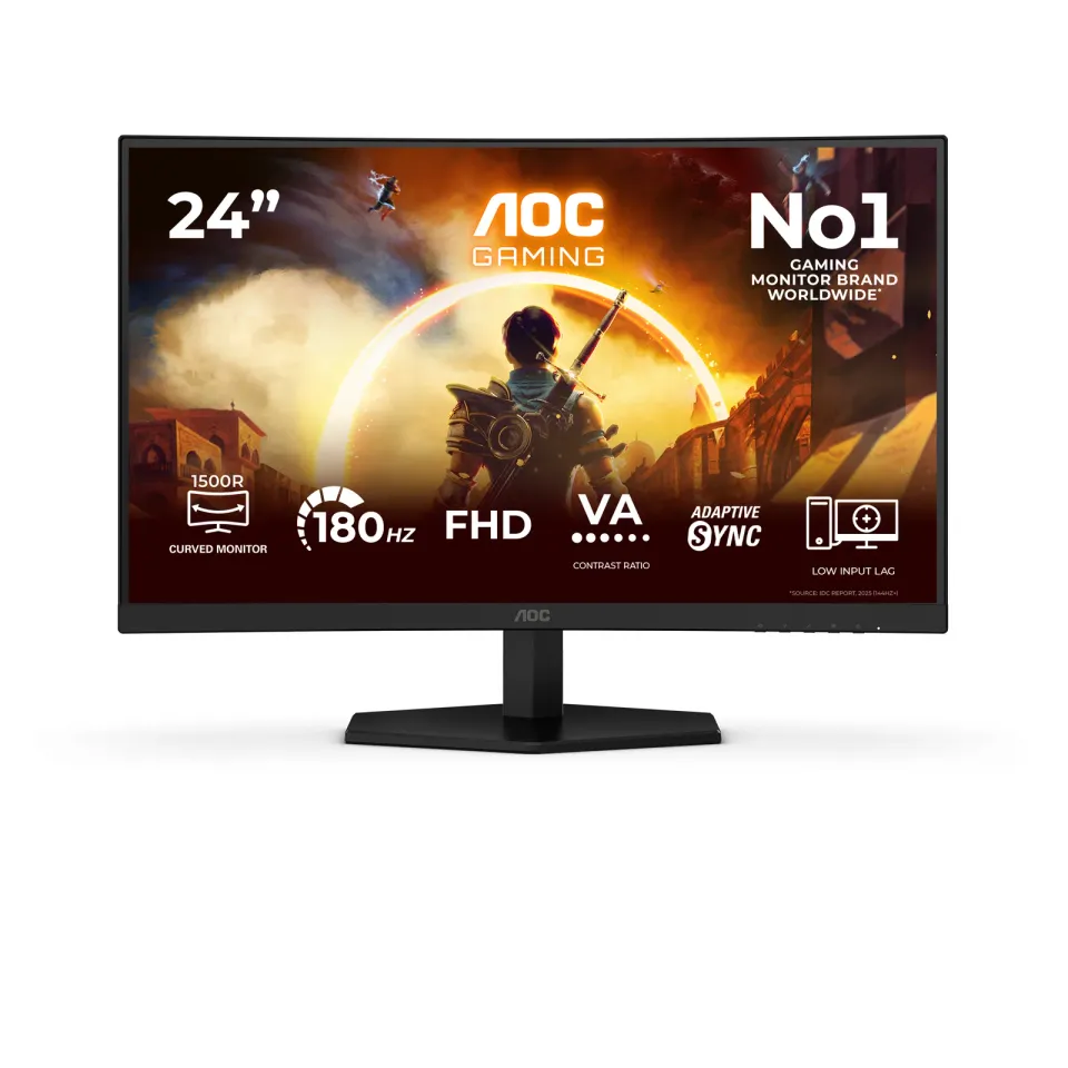 AOC LCD herní C24G42FE 23,6" zakřivený VA/1920x1080@180Hz/0,5ms/300cd/HDMI/DP/VE