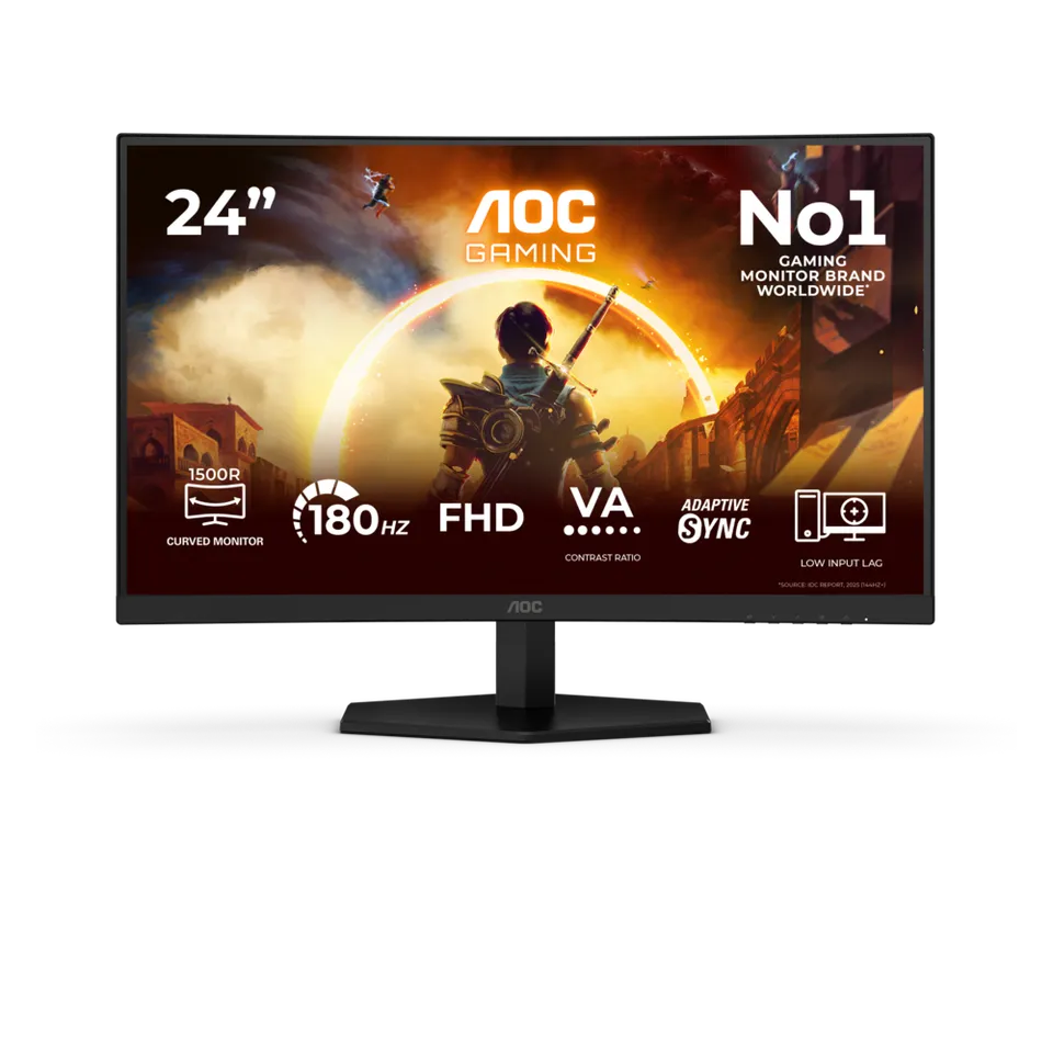 AOC LCD herní C24G42FE 23,6" zakřivený VA/1920x1080@180Hz/0,5ms/300cd/HDMI/DP/VE