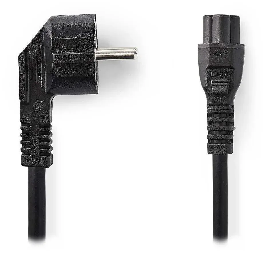 NEDIS napájecí kabel/ Typ F Zástrčka - IEC-320-C5/ přímý/ úhlový/ trojlístek/ černý/ bulk/ 2m