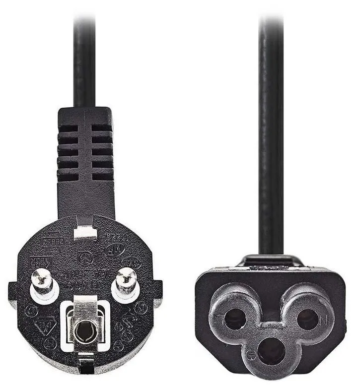 NEDIS napájecí kabel/ Typ F Zástrčka - IEC-320-C5/ přímý/ úhlový/ trojlístek/ černý/ bulk/ 2m