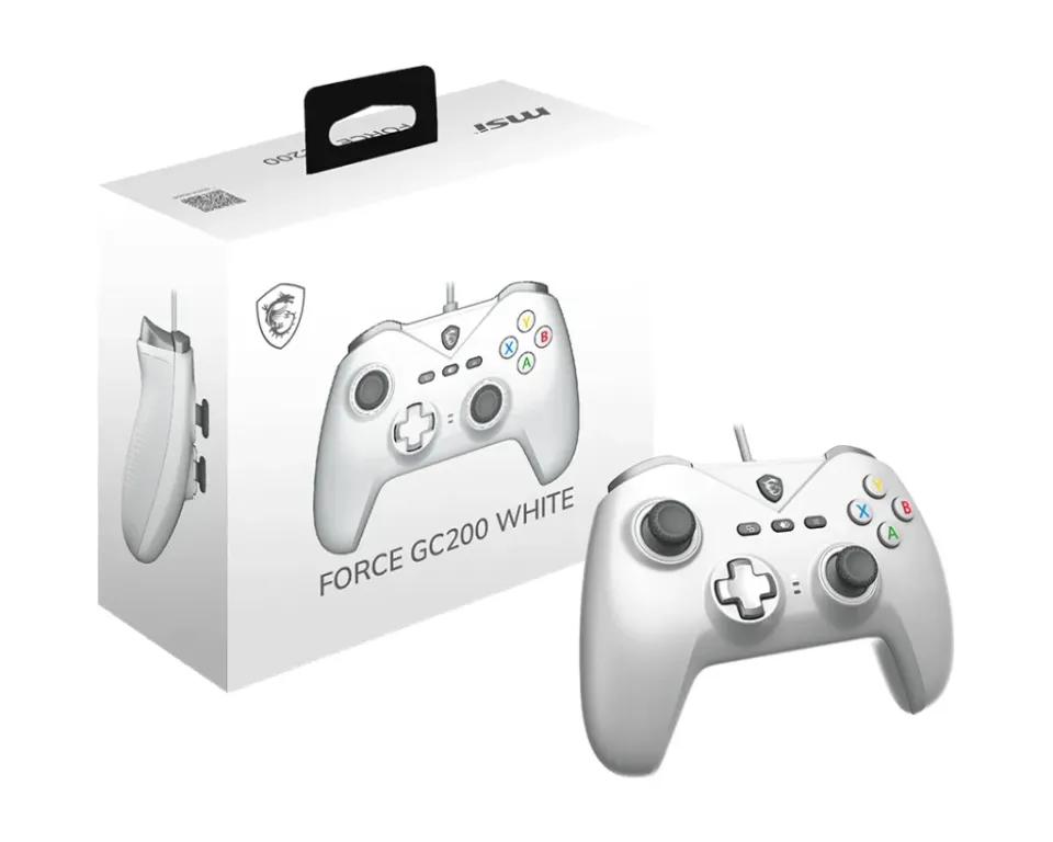 MSI gamepad FORCE GC200 WHITE/ drátový/ USB/ pro PC, Android/ bílý