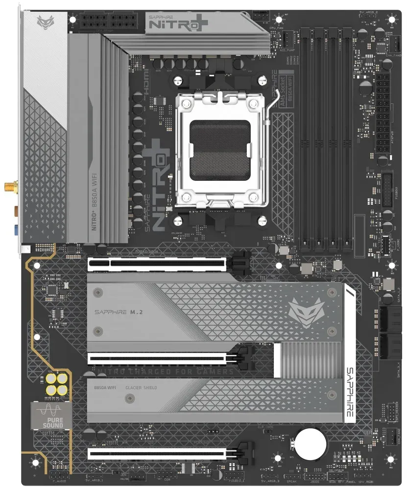 SAPPHIRE NITRO+ B850A WIFI7 / B850 / AM5 / 3x M.2 / DP1.2 / HDMI / Wi-Fi / ATX
