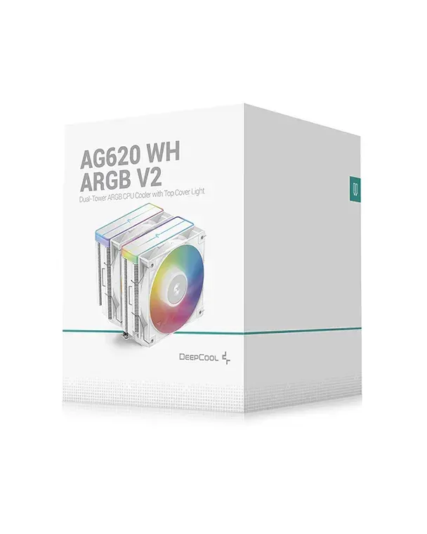 DEEPCOOL CPU Chladič AG620 WH ARGB V2, 2x120mm, LGA1851, AM5, bílá