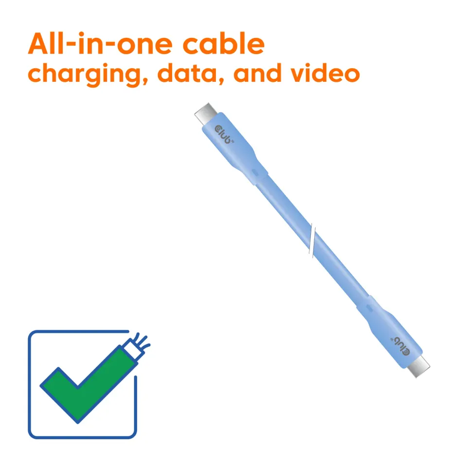 Club3D Kabel USB-C 4.0, 20Gbps, 4K60Hz, PD 240W, 2m, modrá