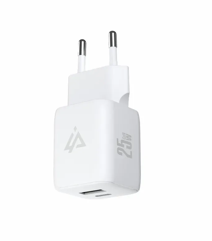 GaN SÍŤOVÁ NABÍJEČKA 25W (USB-C + USB-A) BÍLÁ