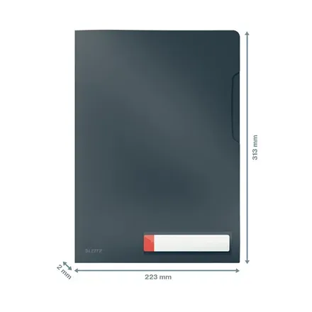 LEITZ L Desky na dokumenty Cosy A4, neprůhledný PP 200 mic, 3 ks, sametová šedá