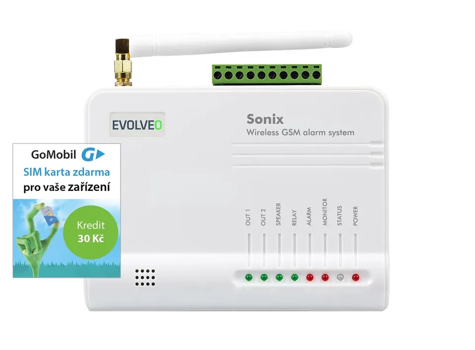 EVOLVEO Sonix - bezdrátový GSM alarm (4ks dálk. ovlád.,PIR čidlo pohybu,čidlo na