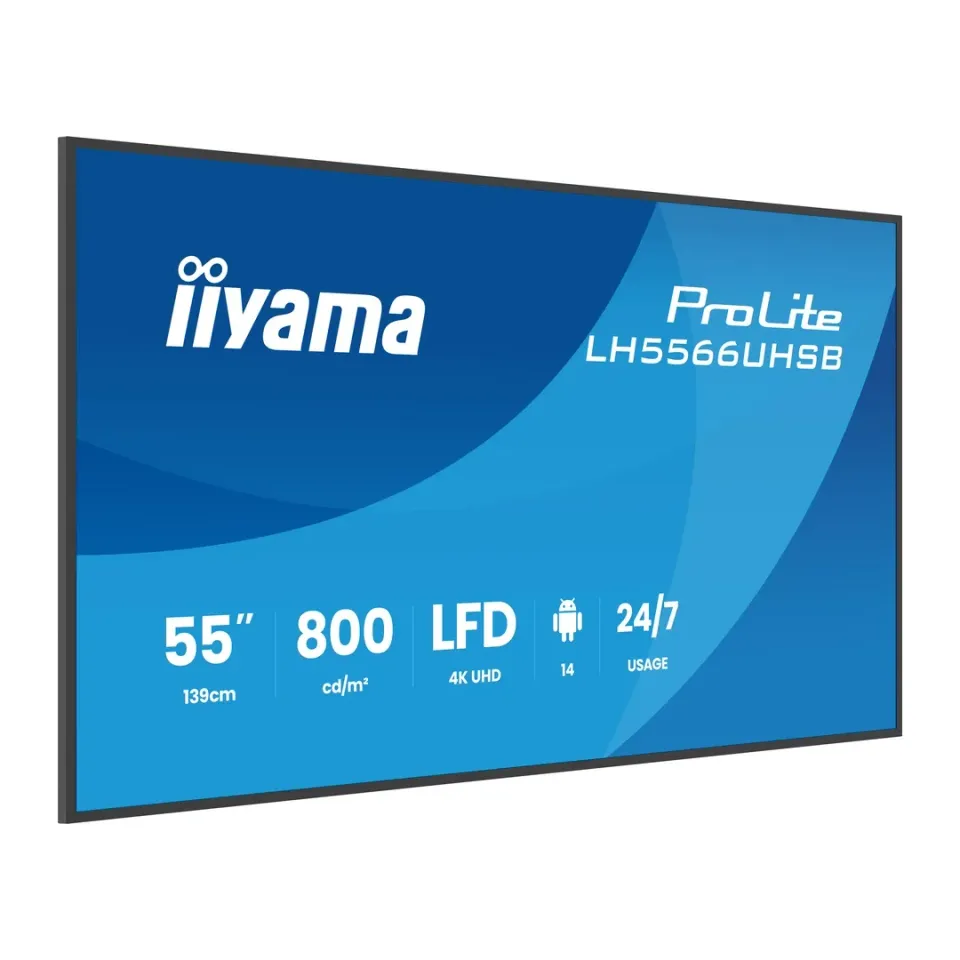 55" iiyama LH5566UHSB-B1AG: VA,4K UHD,IPX5,DP-out