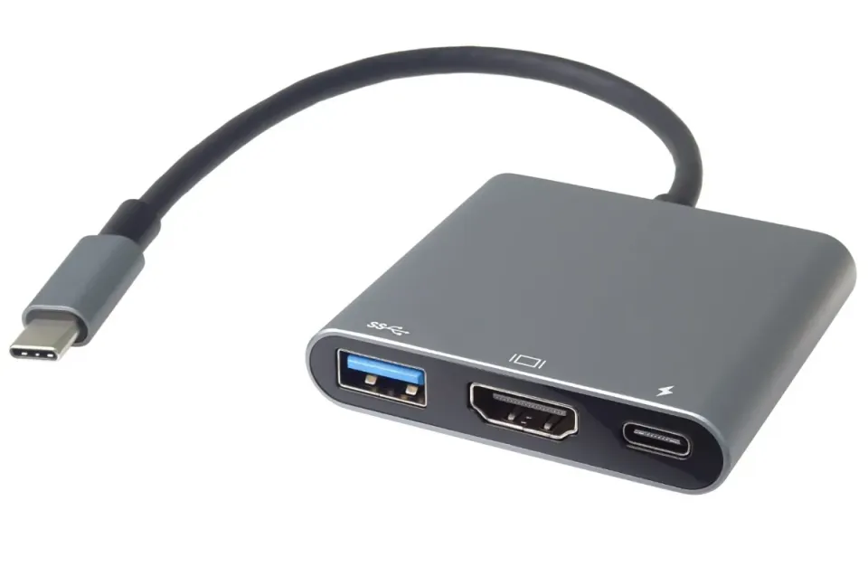 PremiumCord Adaptér USB-C na HDMI + USB3.0 + PD, rozlišení 4K a FULL HD 1080p