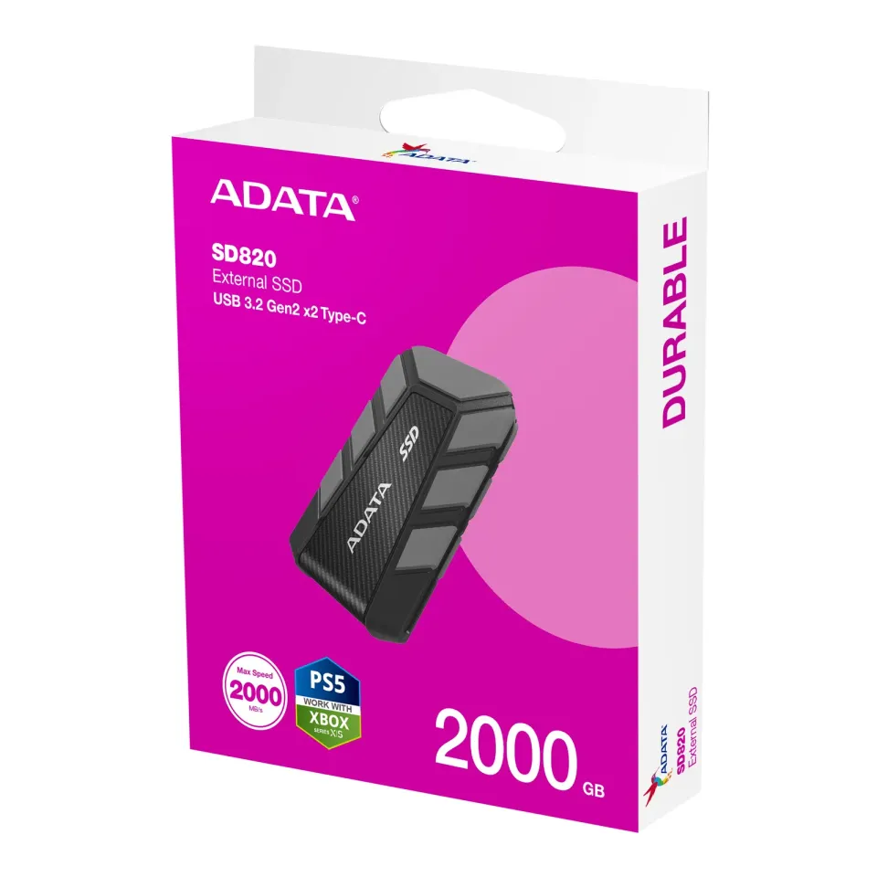 ADATA External SSD 2TB SD820, USB 3.2 Gen 2x2, Černá
