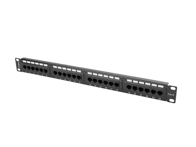 LANBERG PATCH PANEL 24 PORTŮ 1U 19" CAT.6 UTP ČERNÝ