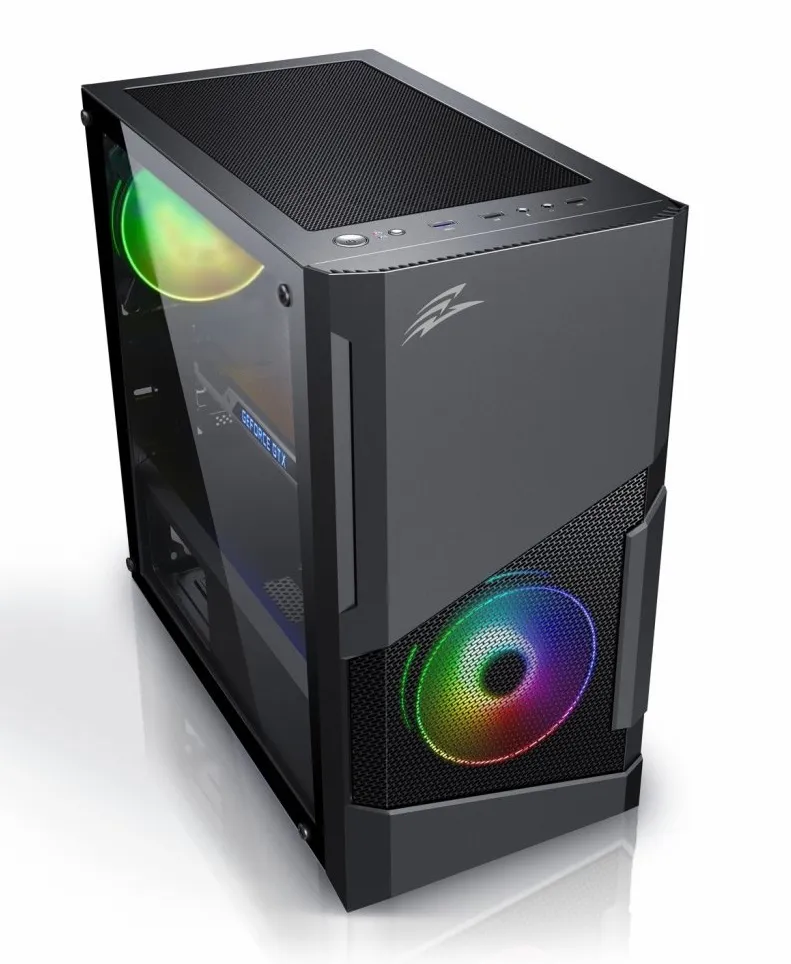 EVOLVEO M5, case mATX, 2x USB2.0 / 1x USB3.0 / 3x120mm LED / černý s průhlednou