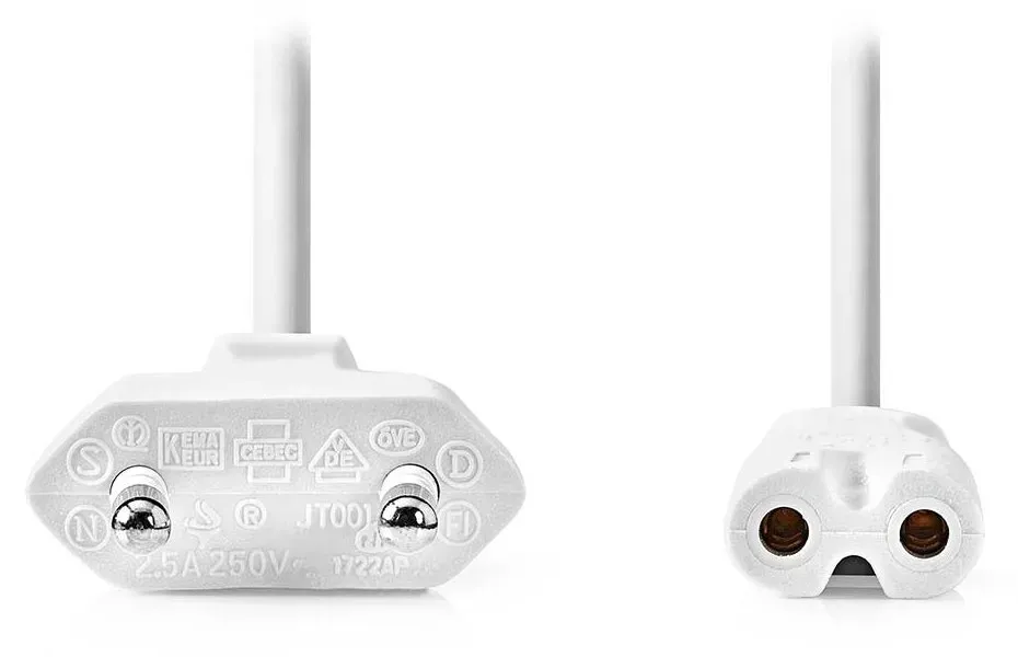 Nedis CEGL11040WT50 - Napájecí Kabel | Euro Zástrčka – IEC-320-C7 | 5 m | Bílá