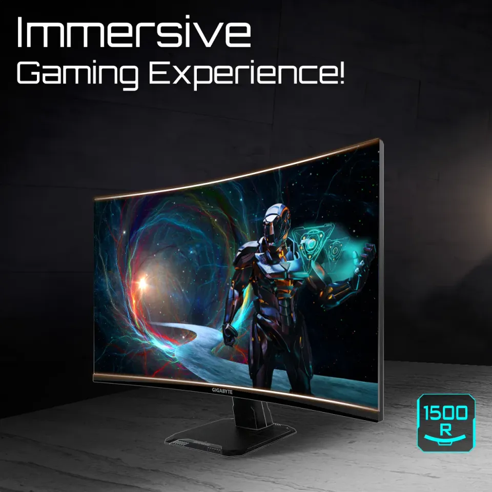 GIGABYTE LCD - 27" Gaming monitor GS27QCA, Prohnutý VA 1500R, 2560x1440 QHD, 180Hz, 5000:1, 250cd/m2, 1ms, 2xHDMI, 1xDP