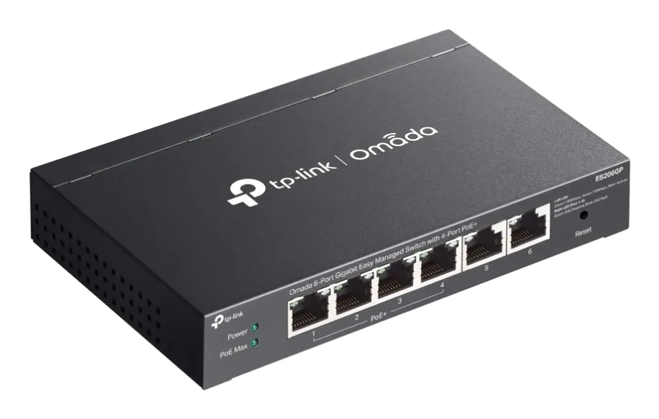 TP-LINK ES206GP Omada 6portový gigabitový Easy Managed switch se 4 porty PoE+