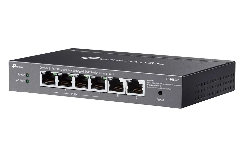 TP-LINK ES206GP Omada 6portový gigabitový Easy Managed switch se 4 porty PoE+