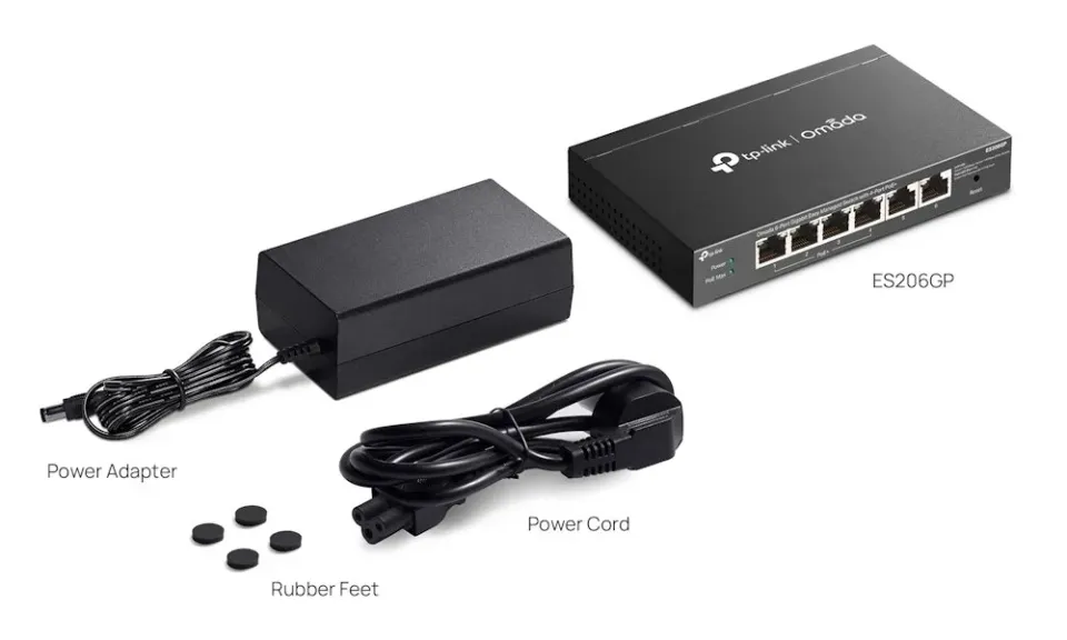 TP-LINK ES206GP Omada 6portový gigabitový Easy Managed switch se 4 porty PoE+