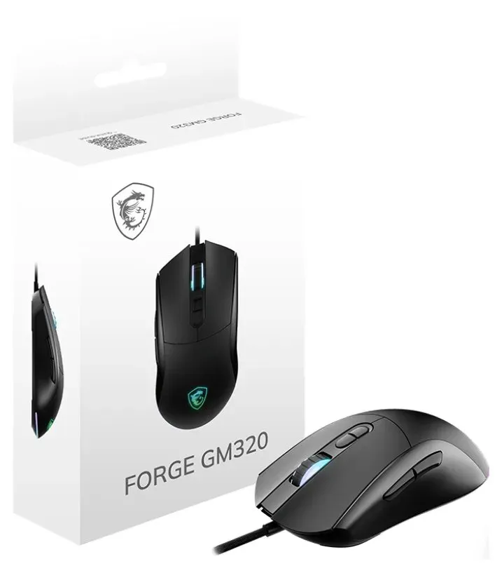 MSI herní myš FORGE GM320/ drátová/ 12.800 dpi/ RGB podsvícení/ 7 tlačítek/ USB