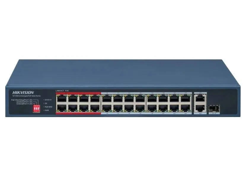 Hikvision DS-3E0326P-E/M(C) - Switch 24× 100 TX PoE, 1 Gigabit RJ45 port, 1 Gigabit combo port