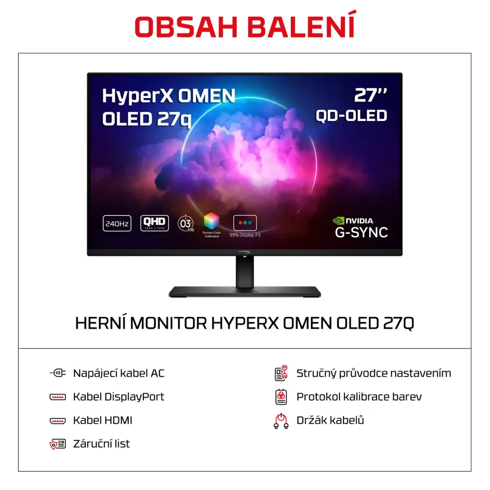 HyperX OMEN/27q/27,6"/QD-OLED/QHD/240Hz/0,03ms/Černá/3R