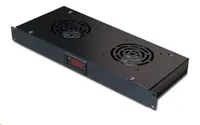 19" ventilační jednotka XtendLan, 2 ventilátory, LCD display, termostat, hloubka 200mm, černá