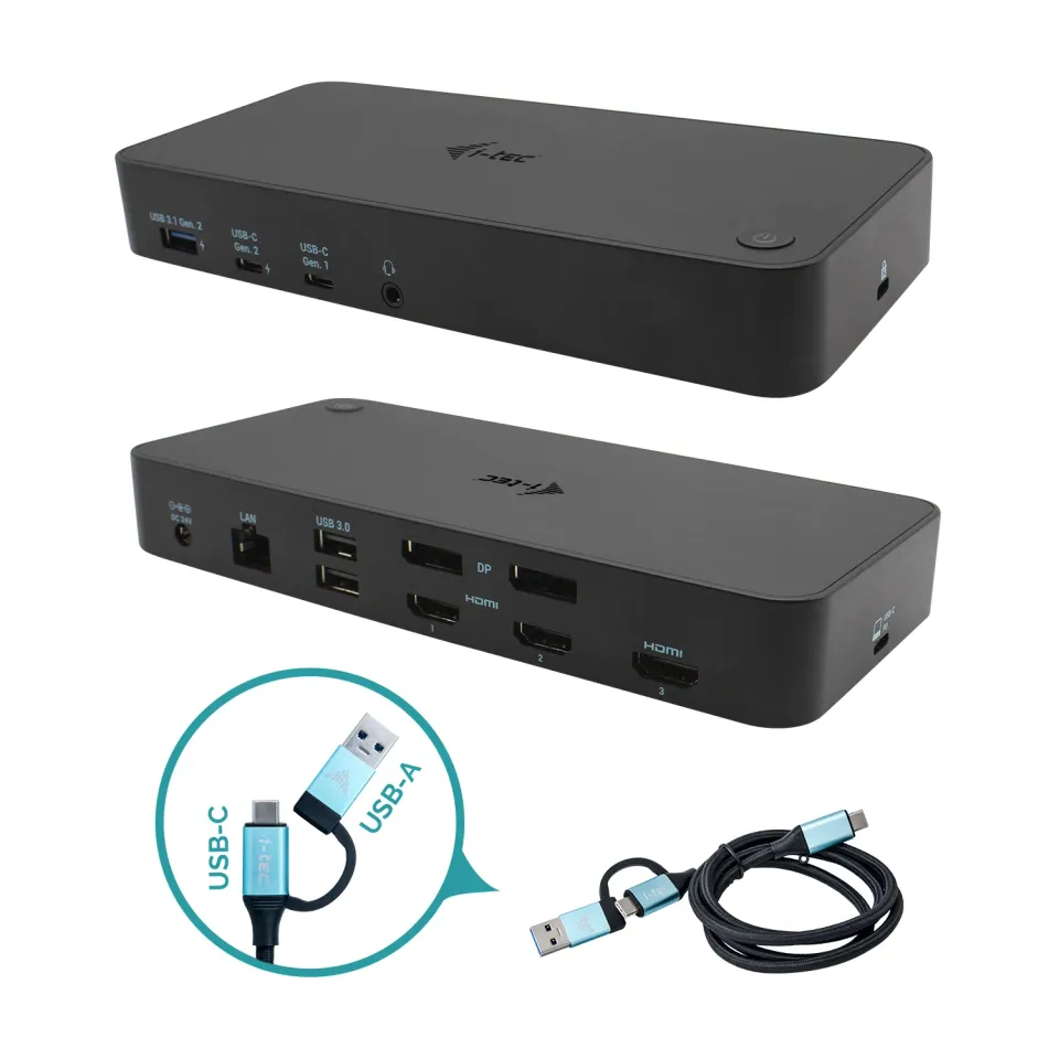 i-tec USB 3.0 / USB-C / Thunderbolt, 3x 4K Docking Station, Power Delivery 100W