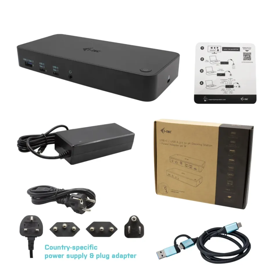 i-tec USB 3.0 / USB-C / Thunderbolt, 3x 4K Docking Station, Power Delivery 100W