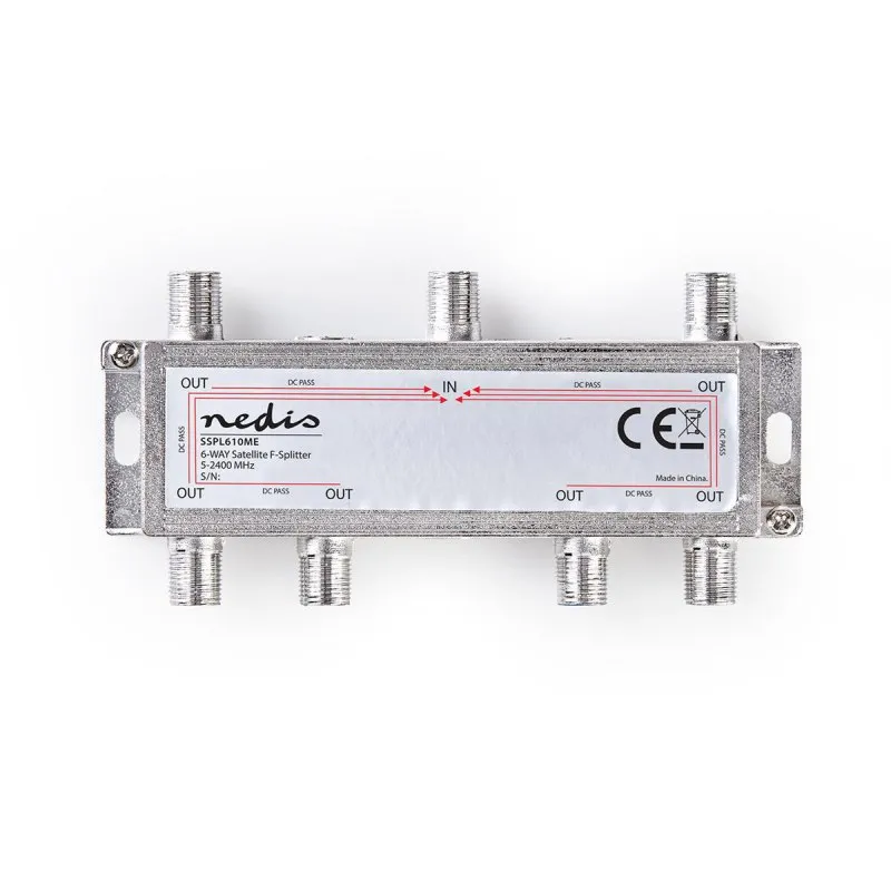 Nedis SSPL610ME - Satelitní F-Rozbočovač | Max. zisk 17 dB | 5–2 400 MHz | 6 Výs