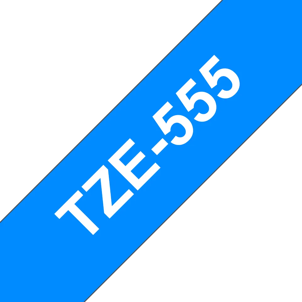 Brother - TZe-555, modrá / bílá (24mm, laminovaná)