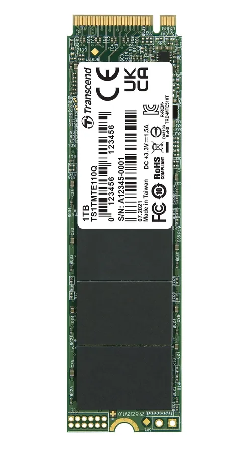 TRANSCEND MTE110Q 1TB SSD disk M.2 2280, PCIe Gen3 x4 NVMe 1.3 (3D QLC), 2000MB/