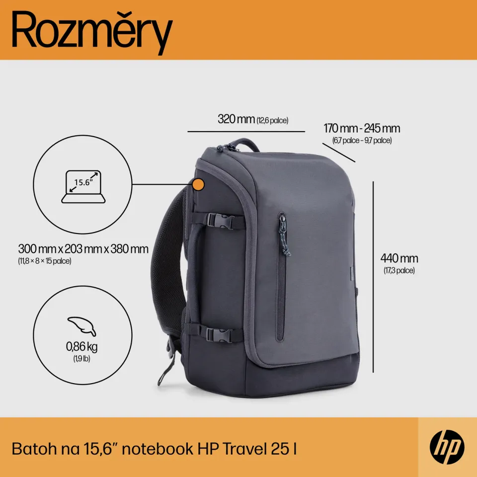 HP Travel 25L 15.6 Laptop BPk/Grey