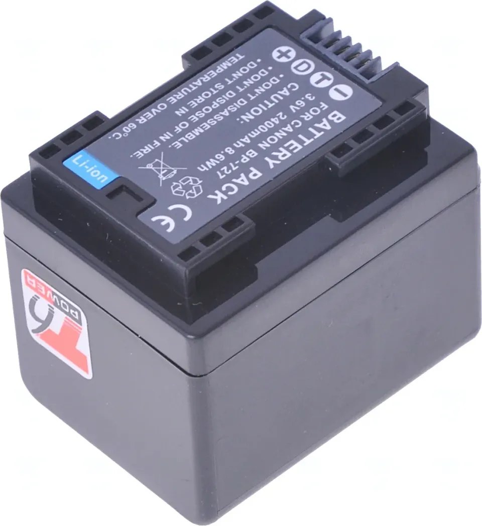 Baterie T6 power Canon BP-727, 2400mAh, 8,6Wh, černá