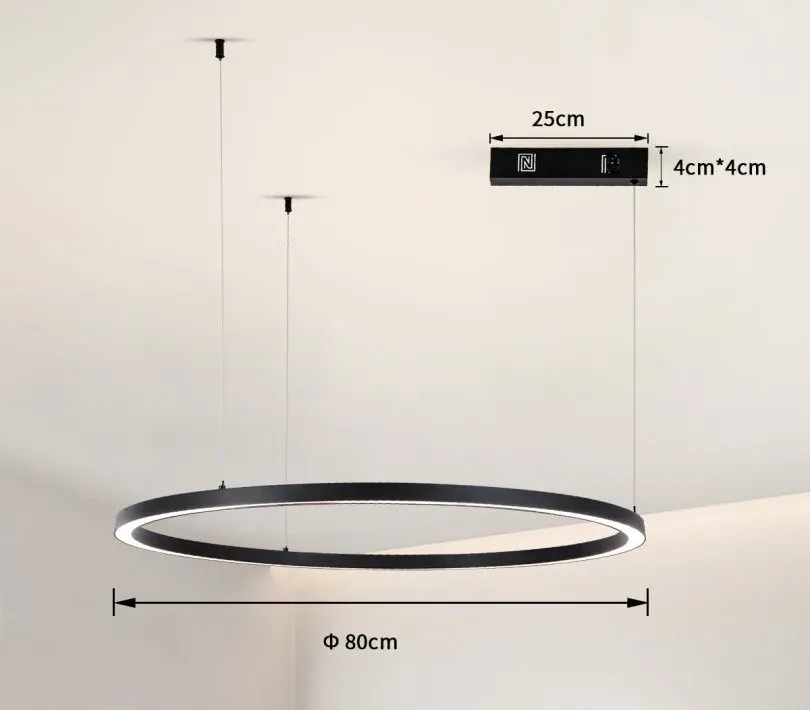 IMMAX NEO FINO NEW SMART závěsné svítidlo 1 kruh, 80cm, 60W, černé, Zigbee 3.0, TUYA