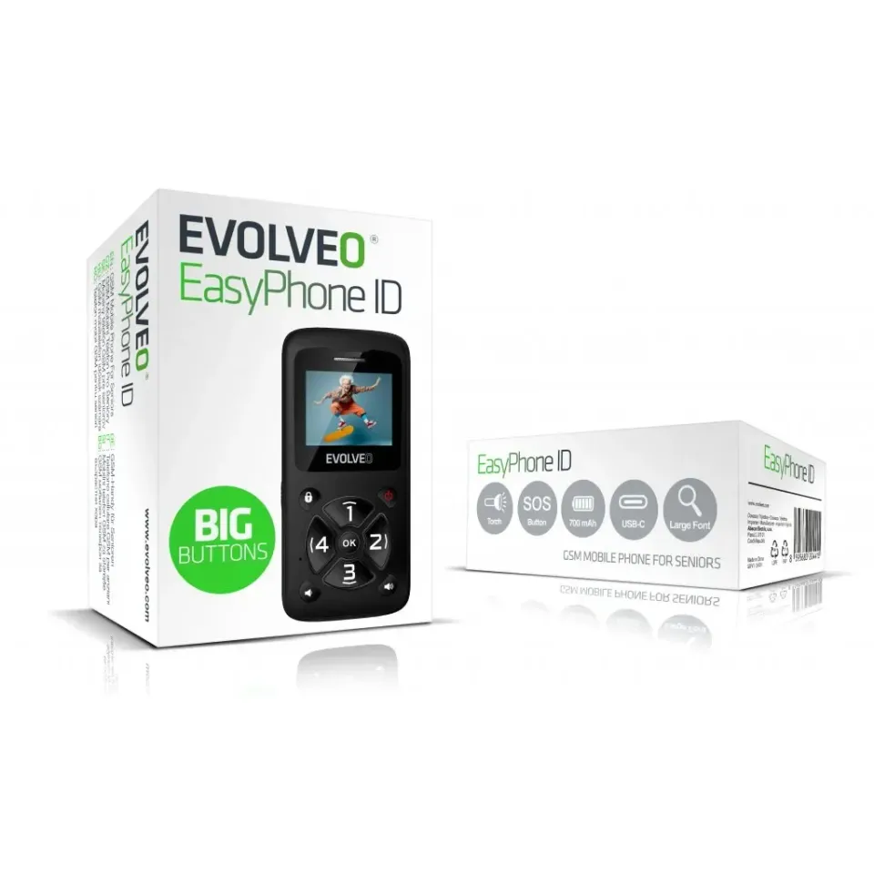 EVOLVEO Mobilní telefon pro seniory EasyPhone ID, černá