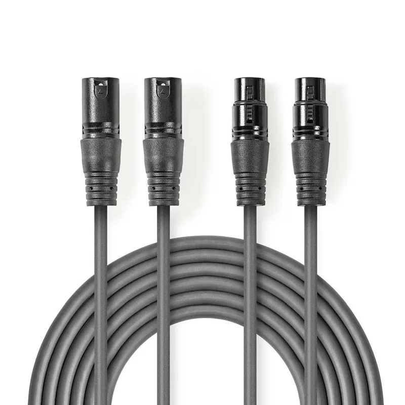 Nedis COTH15030GY05 - Vyvážený XLR Audiokabel | 2x XLR 3pinová Zástrčka – 2x XLR