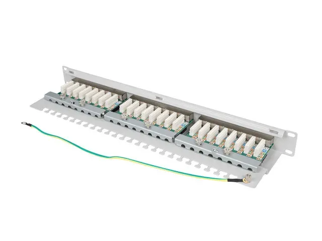 LANBERG PATCH PANEL 24 PORTŮ 1U 19" CAT.6 FTP STÍNĚNÝ ŠEDÝ