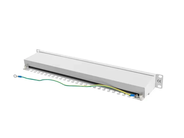 LANBERG PATCH PANEL 24 PORTŮ 1U 19" CAT.6 FTP STÍNĚNÝ ŠEDÝ