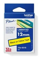 BROTHER TZE631S - kazeta TZ šířky 12mm, laminovaná TZE-631S, žlutá/černé písmo - 4metry