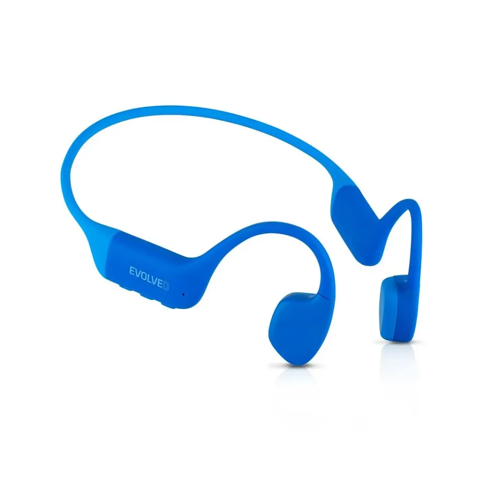 EVOLVEO BoneMax, bezdrátová sluchátka na lícní kosti, MP3 32GB, IPX8, modré