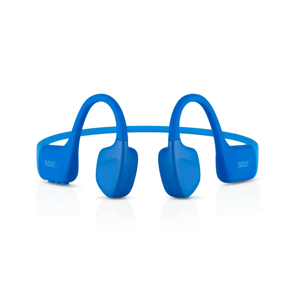 EVOLVEO BoneMax, bezdrátová sluchátka na lícní kosti, MP3 32GB, IPX8, modré