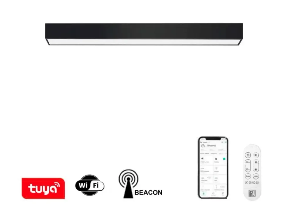IMMAX NEO LITE LUNGO SMART stropní svítidlo 120cm 38W 2882lm, s podporou BEACON, Wi-Fi, TUYA, černé