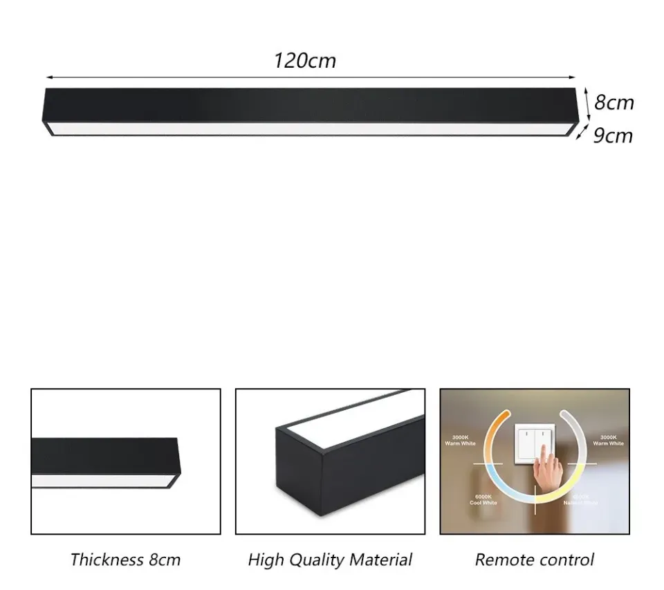 IMMAX NEO LITE LUNGO SMART stropní svítidlo 120cm 38W 2882lm, s podporou BEACON, Wi-Fi, TUYA, černé