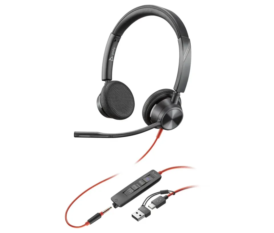 HP Poly Blackwire 3325 náhlavní souprava, MS Teams Certified, 3.5 mm jack + USB-C/A adaptér, stereo