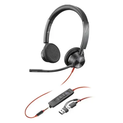 HP Poly Blackwire 3325 náhlavní souprava, MS Teams Certified, 3.5 mm jack + USB-C/A adaptér, stereo
