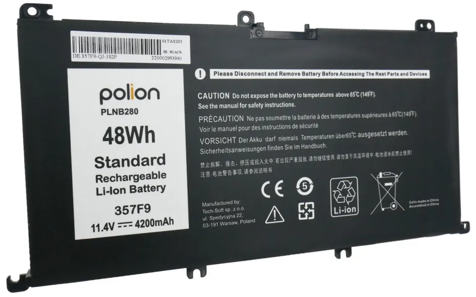 TRX Baterie Polion 357F9 pro notebooky DELL Inspiron 15 7557 7559 7567 3779 - 11,4V 4200mAh 48Wh/ neorig.