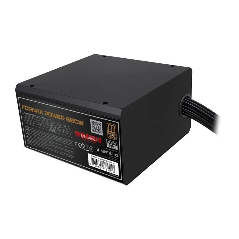 GEMBIRD Napájecí zdroj ATX 650W s aktivním PFC, 12 cm ventilátor, 80+ bronzová b (CCC-PSUBRONZE-650W-10)