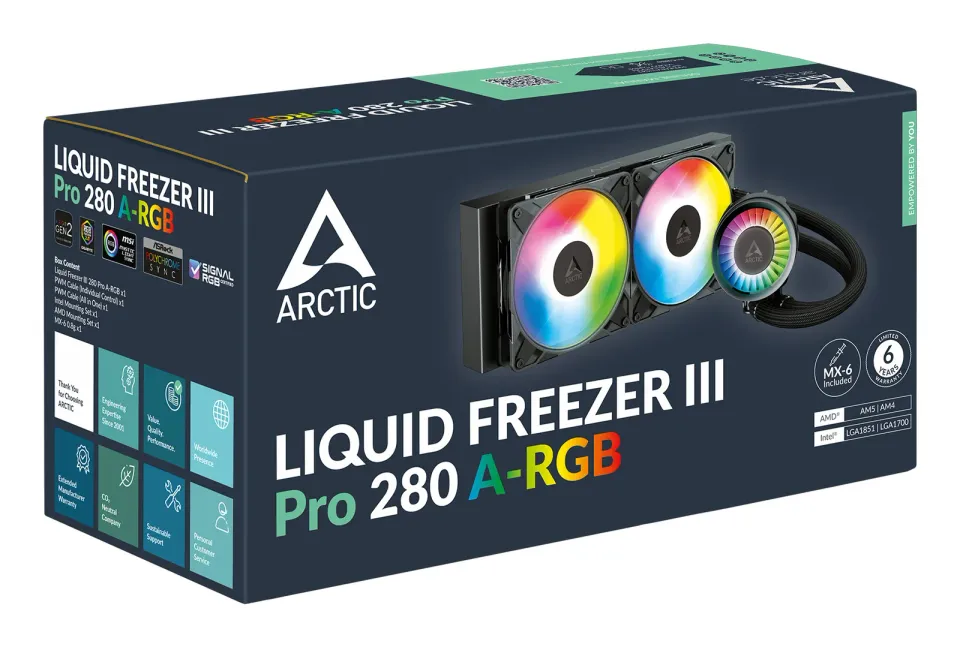 ARCTIC Liquid Freezer III 280 Pro A-RGB (Black), komplet vodního chlazení CPU