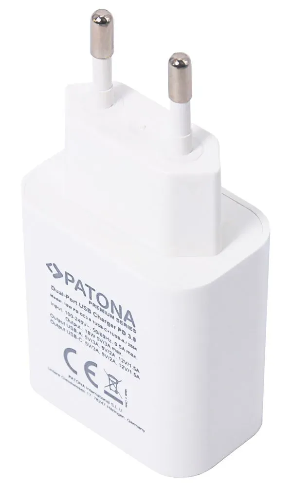 PATONA napájecí adaptér pro tablet PC/Smartphone/ 5V/3.0A/ 18W/ konektor USB/USB-C/ bílý/ Power delivery